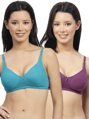 Shyam Sons FLAIR Double Layered 0636 Women T-Shirt Non Padded Bra(Green, Purple)