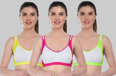 Sexy Bust Women Sports Non Padded Bra(Yellow, Pink, Light Green)