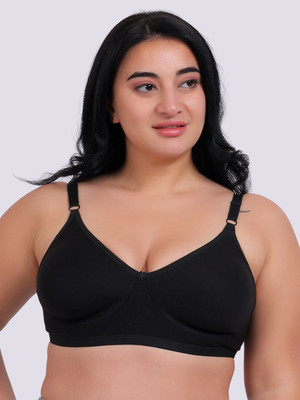 Fabme Plus Size Women Full Coverage Non Padded Bra(Black)