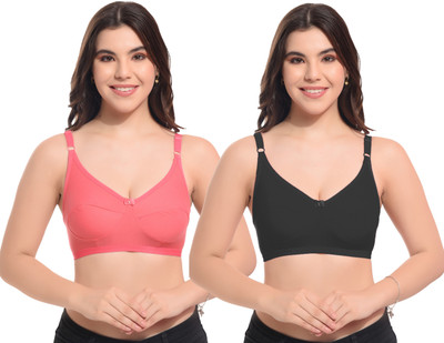 Body Liv Full Support Cotton Hosiery Regular Bra Non Padded, Wirefree, Full Coverage Women Full Coverage Non Padded Bra(Gold, Black)