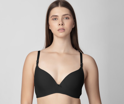 MAYIEVA ME-04 Women T-Shirt Lightly Padded Bra(Black)