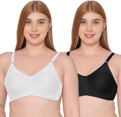 SOUMINIE Souminie Lycra Seamless Women Full Coverage Non Padded Bra(Black, White)