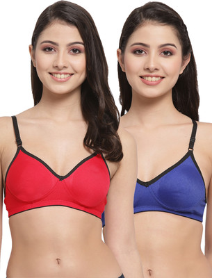 Docare M2Mino Women T-Shirt Non Padded Bra(Red, Dark Blue)