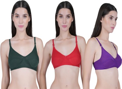 CURVZEX nivi Women Everyday Non Padded Bra(Red, Purple, Dark Green)