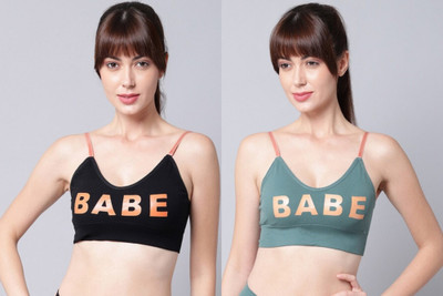 under 1000 Women T-Shirt Lightly Padded Bra(Green, Black)