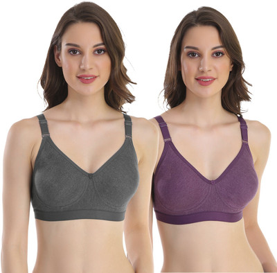 POOJA RAGENEE Double Layer Cotton Blend Women Full Coverage Non Padded Bra(Multicolor)