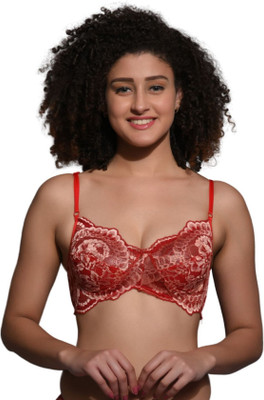 Jomferry 207 Women Full Coverage Non Padded Bra(Red)