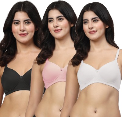 LILY Dapyklis Women T-Shirt Lightly Padded Bra(Black, Pink, White)