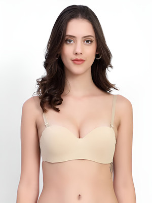 atox Women's Nylon-Spandex Blend Ultra-Comfort Seamless Push-Up Bra | Cotten Padded Women Everyday Lightly Padded Bra(Beige)