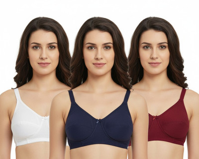 Fantastik Women Full Coverage Non Padded Bra(Maroon, Dark Blue, Pink)