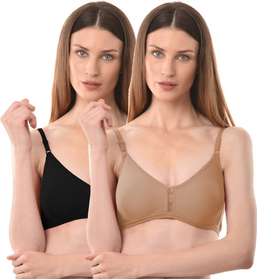 Vanila Women’s Non-Padded Non-Wired Everyday Bra Women Everyday Non Padded Bra(Black, Beige)