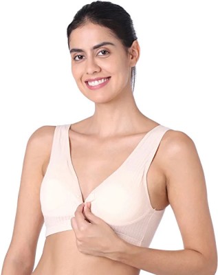 Meizhimi Seamless Nursing Bra Women Maternity/Nursing Lightly Padded Bra(Beige)