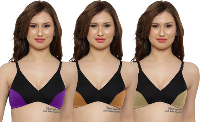 PIBU Vaish Bra Women Minimizer Non Padded Bra(Purple, Orange, Yellow)