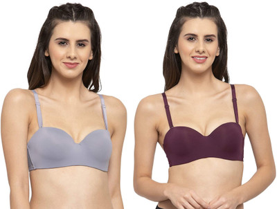 atox T-Shirts Pushup Bra Denim Everyday Women Balconette Lightly Padded Bra(Grey, Purple)
