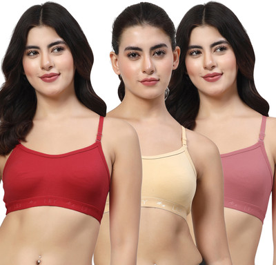 LILY 3321Mino Women Sports Non Padded Bra(Beige, Maroon, Pink)