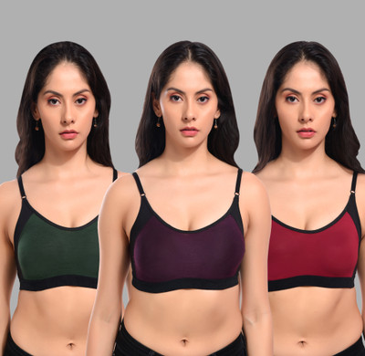 CURVZEX ANAYA Women Sports Non Padded Bra(Purple, Maroon, Green)