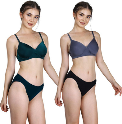 CARLTON LONDON Everday T-Shirt Bra Women Everyday Lightly Padded Bra(Dark Green, Grey)