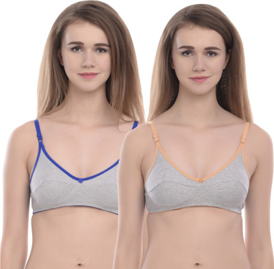 elina Women T-Shirt Non Padded Bra(Blue, Beige)