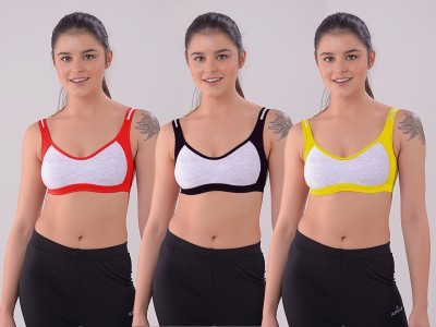 Draxstar Prime AF-3011 SP Women Sports Non Padded Bra(Red, Black, Yellow)