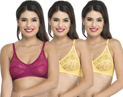 Docare Diamond Women Bralette Non Padded Bra(Purple, Yellow)