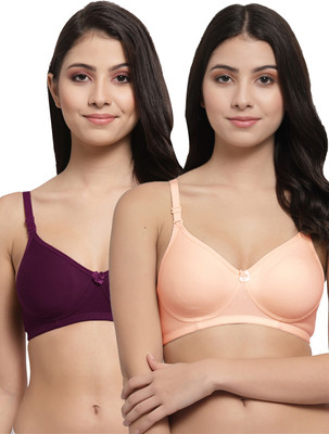 Docare PadMino Women T-Shirt Lightly Padded Bra(Orange, Purple)