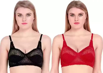 JIKADARA DECENT BRA FOR WOMEN | NET BRA FOR GORLS Women Full Coverage Lightly Padded Bra(Multicolor)