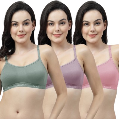 Shyam Sons FLAIR Brezza Double Layered Women Sports Non Padded Bra(Green, Pink, Pink)