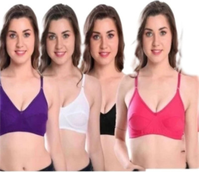 PIYURZ Pack of 4. Women Full Coverage Non Padded Bra(Multicolor)