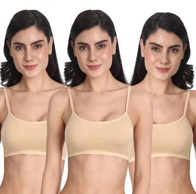 MEEMBOOLI NKE301 Girls Training/Beginners Non Padded Bra(Beige)