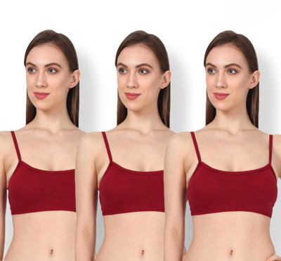 Maitri Pack of 3 Women's Lightly Padded 6 Strap Bralette Bra Women Everyday Lightly Padded Bra(Maroon)