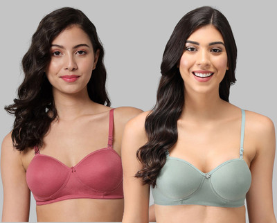PIBU Demi Bra Women Balconette Lightly Padded Bra(Red, Green)
