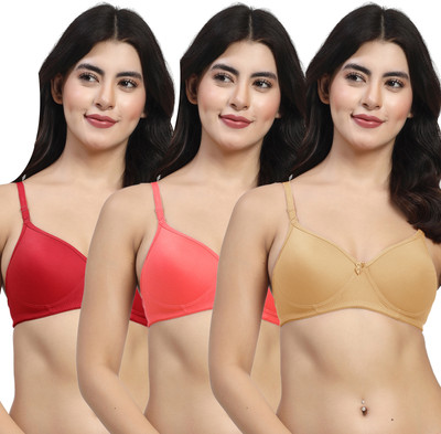 LILY mfruomalg Women T-Shirt Lightly Padded Bra(Brown, Red, Maroon)