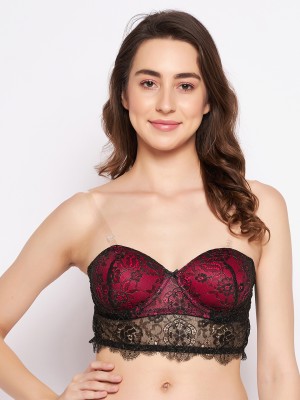 Clovia Padded Underwired Full Cup Strapless & Backless Longline Bralette Women Bralette Lightly Padded Bra(Black)