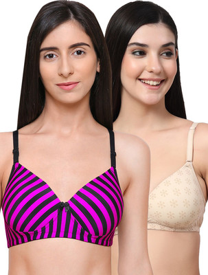 Erican ERPAD Women T-Shirt Lightly Padded Bra(Pink, Beige)