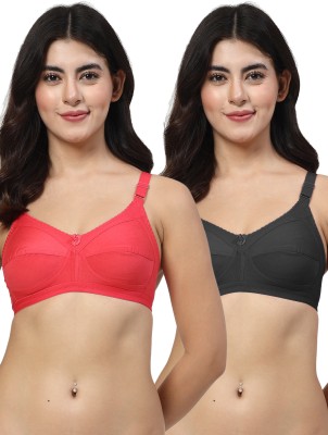 LILY 306 Women Minimizer Non Padded Bra(Red, Black)