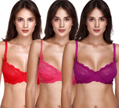 SONA SL004 Women Full Coverage Non Padded Bra(Purple, Pink, Red)