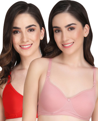 Liigne Women Full Coverage Lightly Padded Bra(Red, Pink)
