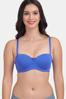 AMOUR SECRET Demi cup Underwired Pushup Bra Women Balconette Lightly Padded Bra(Blue)