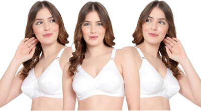ASKFORGARMENTS Cross Cotton Bra Women Full Coverage Non Padded Bra(White)