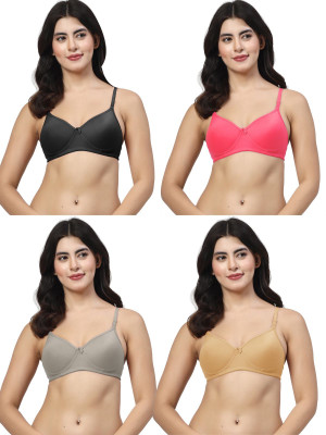 LILY maofcigam Women T-Shirt Lightly Padded Bra(Black, Red, Gold, Green)