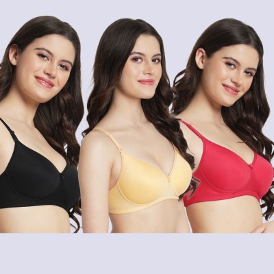 jmv Women Everyday Lightly Padded Bra(Pink, Black, Gold)