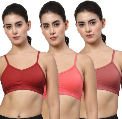 LILY stropSyliaD Women Sports Non Padded Bra(Maroon, Red, Maroon)