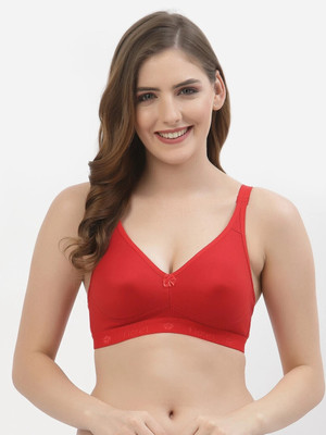 Floret Women T-Shirt Bra Non Padded & Full Coverage Women T-Shirt Non Padded Bra(Red)