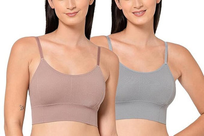 Jiyancreation Seamless Style Bra Women Sports Lightly Padded Bra(Brown, Grey)