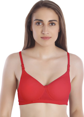 Havenhues Seamless Women T-Shirt Lightly Padded Bra(Red)