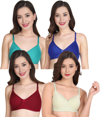 Tulzott Women Everyday Padded Bra (Pack Of 4) for T-Shirt Saree Dress Sports Garment Women Everyday Lightly Padded Bra(Multicolor)