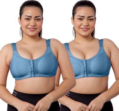 maashie Premium Jacquard Front Open Full Coverage Non Wired Non Padded Bra Women Full Coverage Non Padded Bra(Blue)