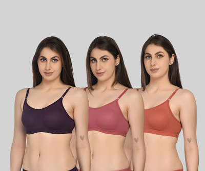 ASHMIRAS Women Sports Non Padded Bra(Orange, Pink, Purple)
