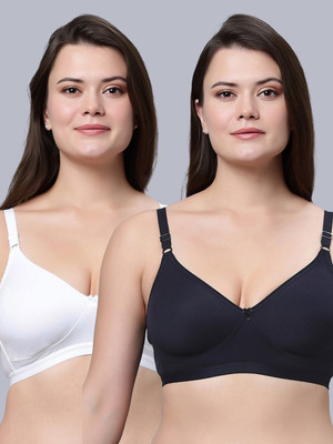 Eden EDENBRA08WHITENAVYBLUE Women T-Shirt Non Padded Bra(White, Dark Blue, Blue)