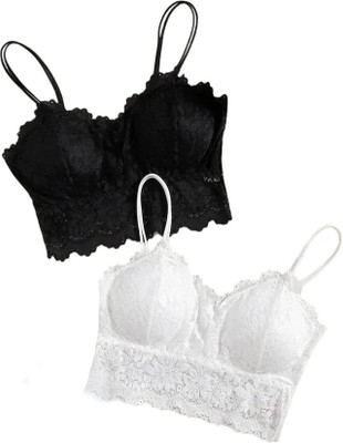 Restore Fashion 862 Women Bralette Lightly Padded Bra(Black, White)
